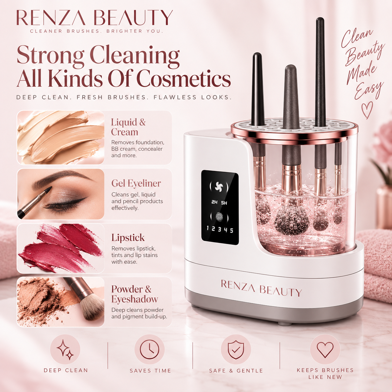 Renza Beauty Electric Makeup Brush Cleaner